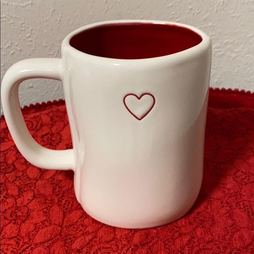 Rae Dunn mug with Red hearts